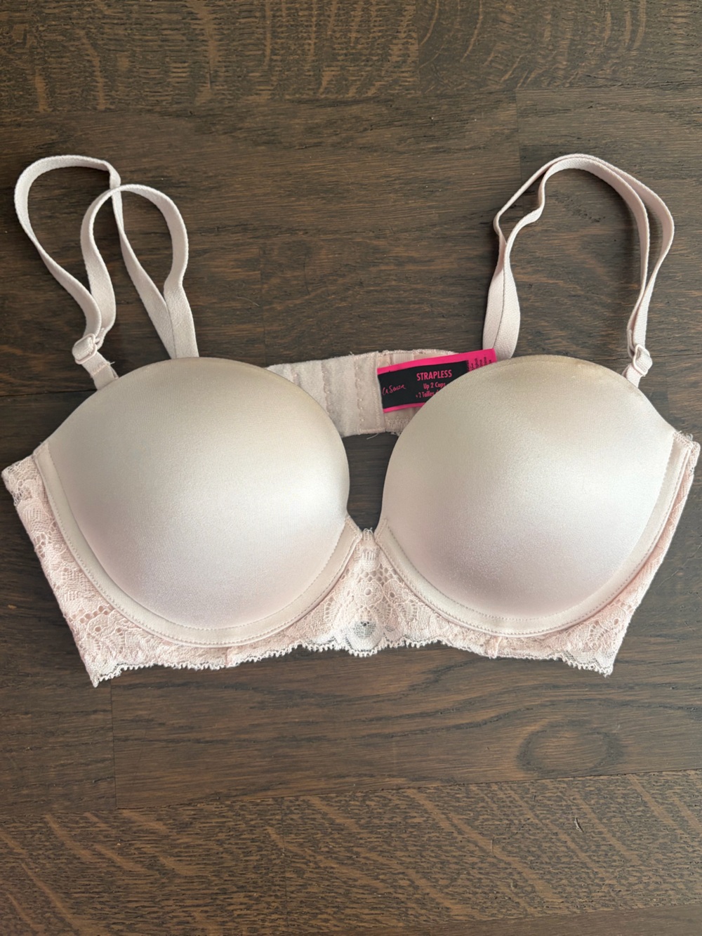 La Senza Strapless Convertible Lace-Trim Bra - Light Pink